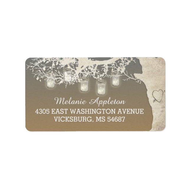 Mason Burk String Ljus Träd Sunset Adressetikett (Framsidan)