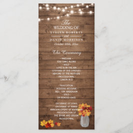Mason Burk String Ljus Wood Fall Wedding Programme Program