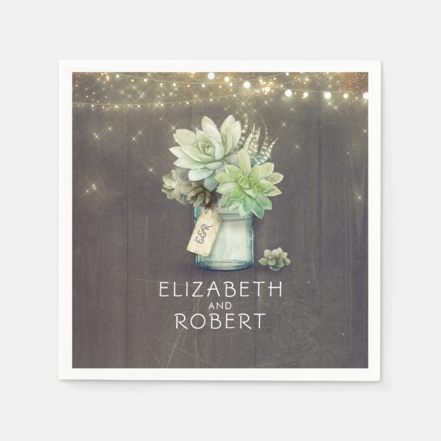 Mason Burk Succulents Rustic Land Pappersservett (Framsidan)