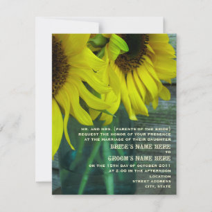 Mason Burk Sunblommor Barnwood Fallbröllop Inbjudningar