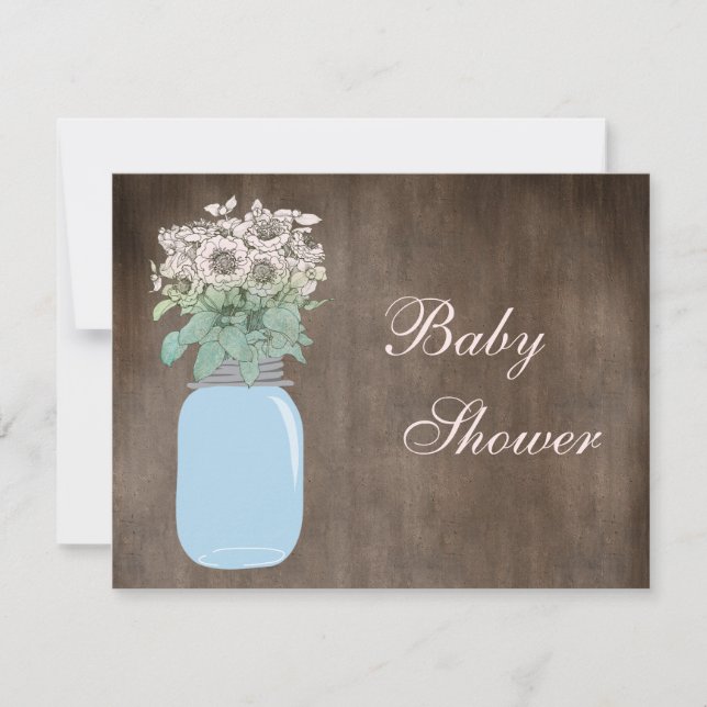 Mason Burk & Vild Flowers Rustic Baby Shower Inbjudningar (Framsida)