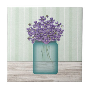 Mason Burk Violets Tile Kakelplatta
