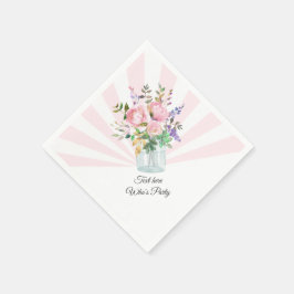 Mason burk, vuxen födelsedag, bröllop, blommigt pappersservett