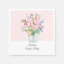 Mason burk, vuxen födelsedag, bröllop, blommigt