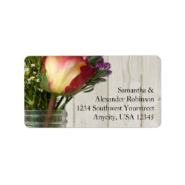 Mason Burk w/Ro och Wildblommor Adressetikett