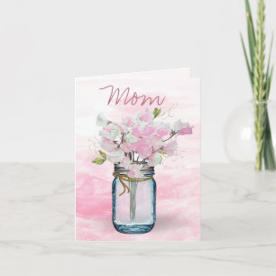 MASON BURK WATERCOLOR ROSA SWEEAS PEAS Mors dag Kort