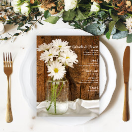 Mason Burk White Daisyn Land Barn Bröllop Menu