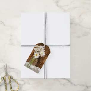 Mason Burk White Daisys Landsbyggsbröllop Favor Ta Presentetikett