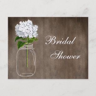 Mason Burk & White Hydrangea Rustic Möhippa Inbjudningar