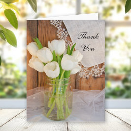 Mason Burk White Tulips Barn Bröllop Tackkort