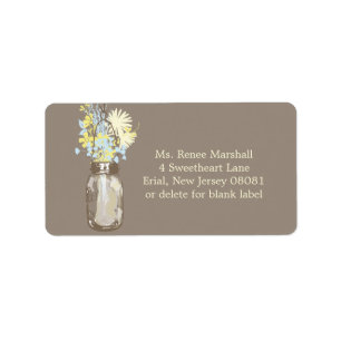 Mason Burk & Wildblommor Adressetikett
