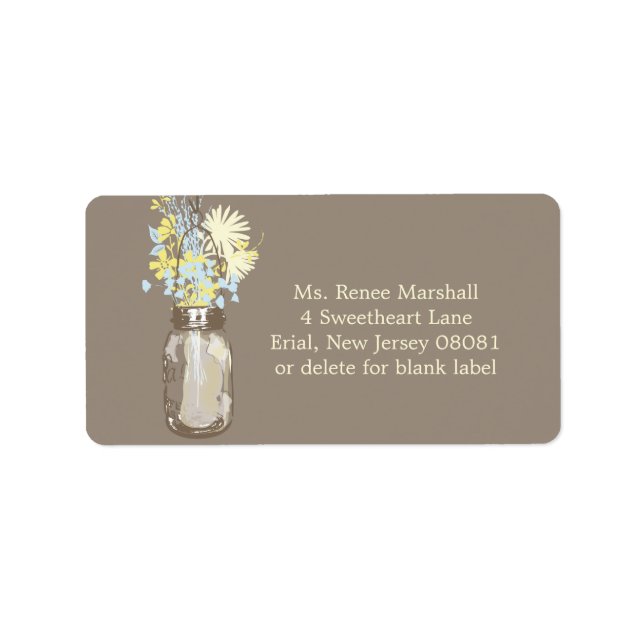 Mason Burk & Wildblommor Adressetikett (Framsidan)