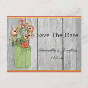 Mason Burk Wildblommor Barn Wood sparar datumet Meddelande Vykort