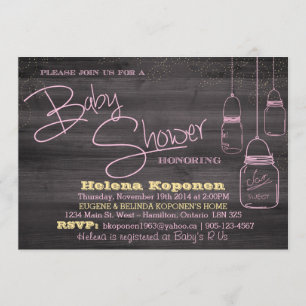 Mason Burk Wood Girl Baby Shower-inbjudan Inbjudningar