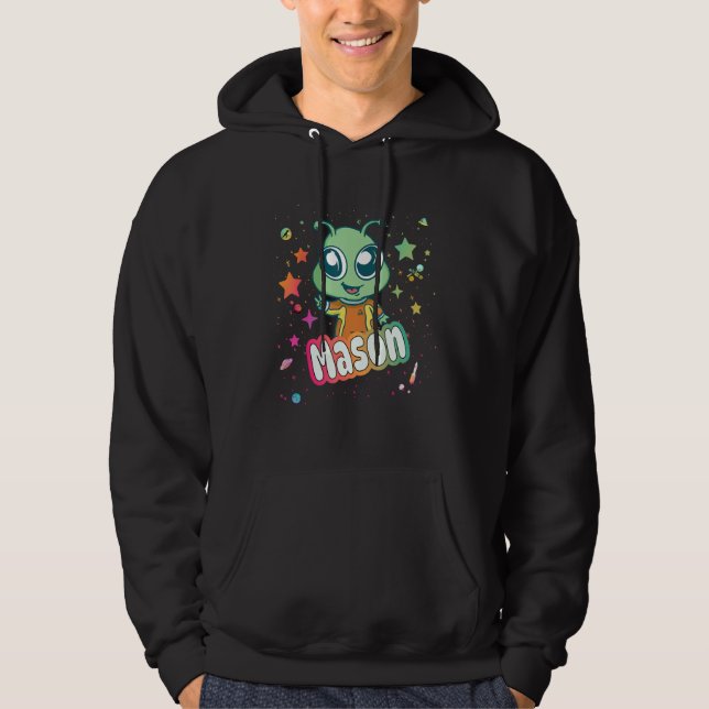 MASON - Cute Boy Namn med söt Alien Hoodie (Framsida)
