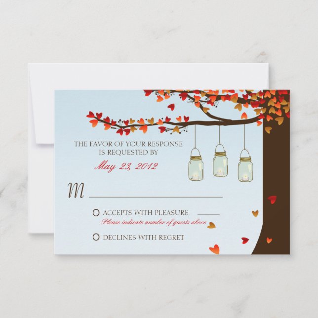 Mason Jar Ek Träd RSVP OSA Kort (Framsida)