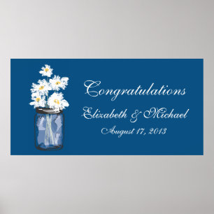 Mason Jar och vita prästkragar Banner Poster