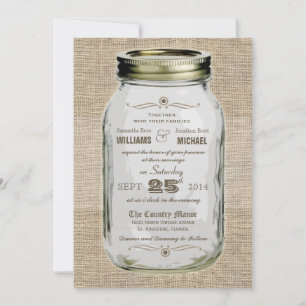 Mason Jar Rustik Utseende Bröllopsinbjudan Inbjudningar