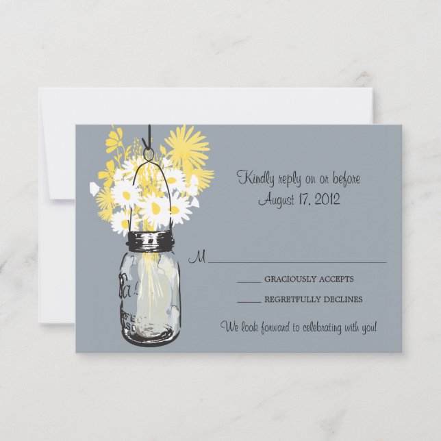 Mason Jar & Wildflowers RSVP Card OSA Kort (Framsida)
