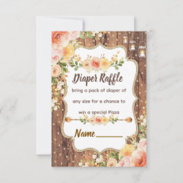Mason Jar with a rustic flowers diaper raffle card Tack Kort
