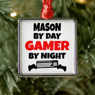 Mason Kärlek spelar videospel Julgransprydnad Metall