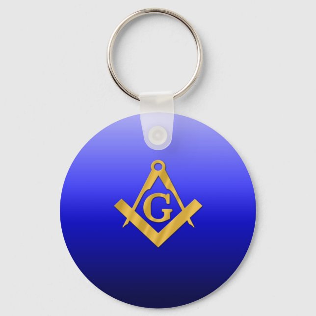 Mason Masonic med övertoningsblå Nyckelring (Framsida)