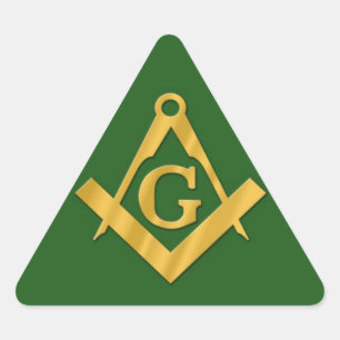 Mason Masonic på Grönten Triangelformat Klistermärke