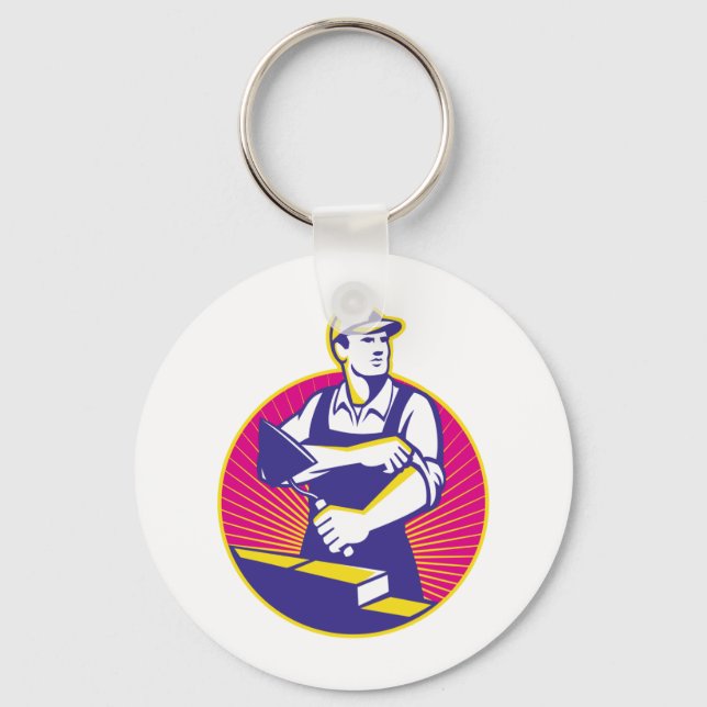 Mason Masonry Construction Worker Trowel Nyckelring (Framsida)