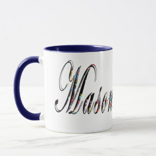 Mason, Namn, Logotyp, Blue Combo Coffee Mugg. Mugg