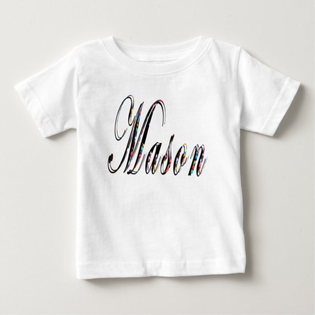 Mason, Namn, Logotyp, Pojke White T-shirt (Framsida)