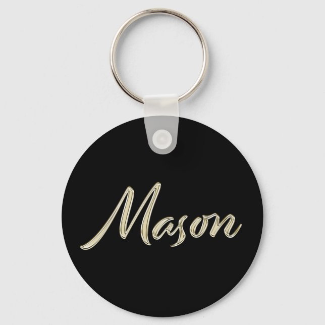Mason Namn whitegold Button Schlüsselanhänger Nyckelring (Framsida)