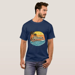 Mason Retro Solnedgång Namn Design T Shirt