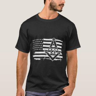 Mason Square _ Compass Masonic US Flagga Freemason T Shirt