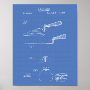 Mason Trowel 1893 Patent Art Blueprint Poster