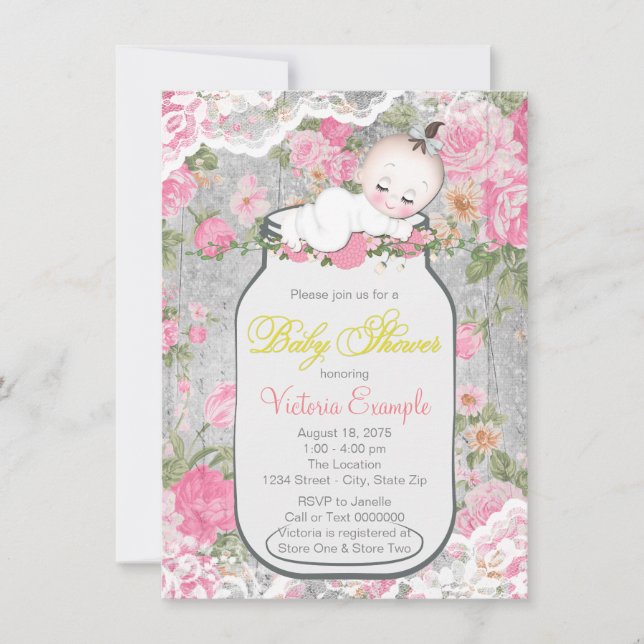 Masonburk Baby Shower Inbjudningar (Framsida)