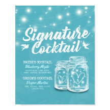 Masonburk Blommig Blå Bröllopsdryck Signaturdryckm