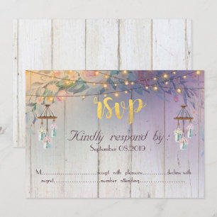 Masonburk, blommor, trä RSVP Inbjudningar