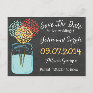 Masonburk Chalkboard Save the Date Meddelande Vykort