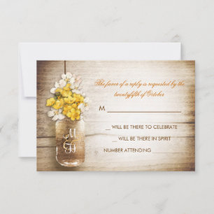 Masonburk & gula vita blommor bröllop RSVP-kort OSA Kort