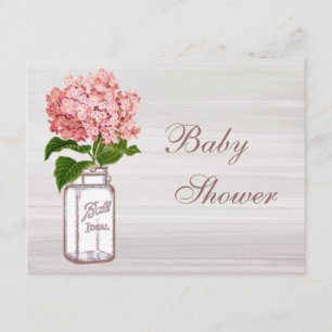 Masonburk & lantlig baby shower för rosavanlig inbjudningar