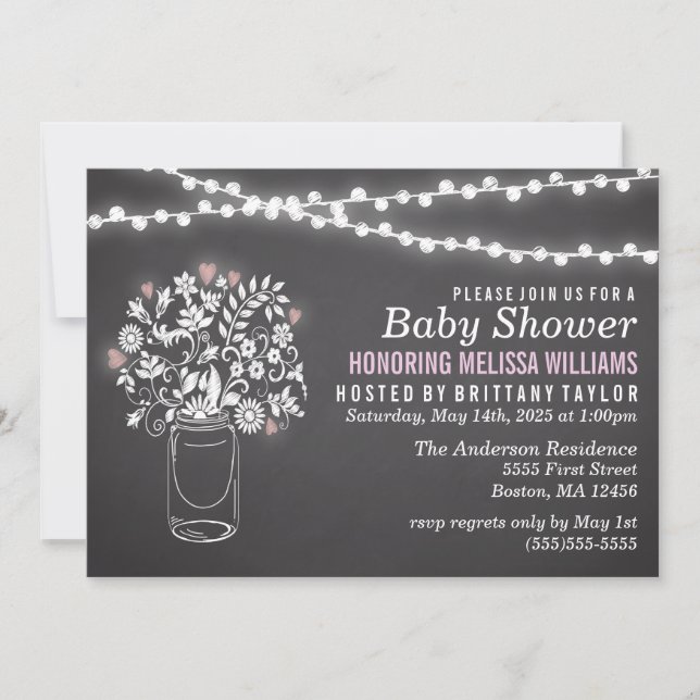 Masonburk med skrivtavla Baby Shower-inbjudan Inbjudningar (Framsida)