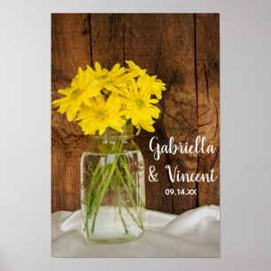 Masonburk och gula prästkragar Country Barn Bröllo Poster