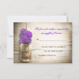 Masonburk och lila blommor bröllop RSVP-kort OSA Kort