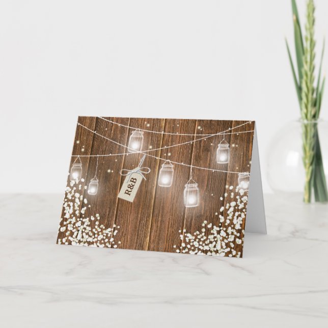 Masonburk Rustik Barnbrud Kvällsmottagning Inbjudan (Framsida)