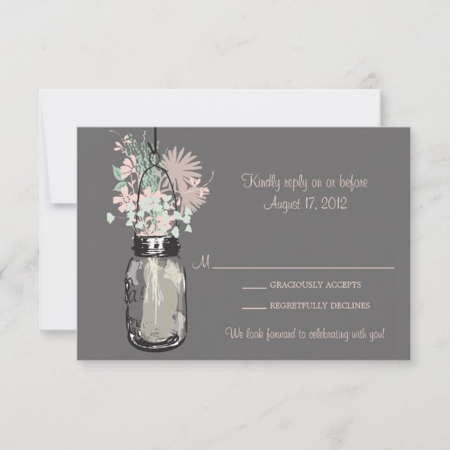 Masonburk & Vilda Blommor RSVP-kort OSA Kort (Framsida)