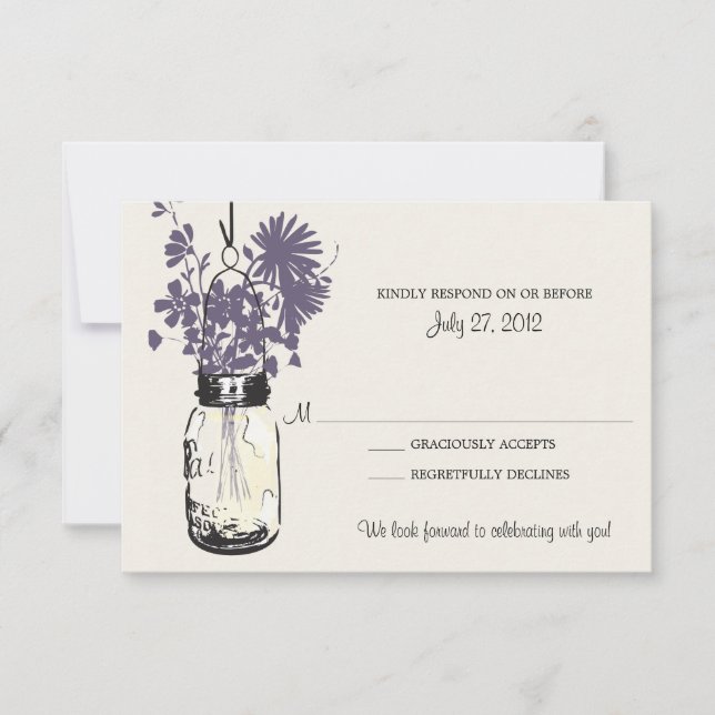 Masonburk & Vilda blommor RSVP-kort OSA Kort (Framsida)