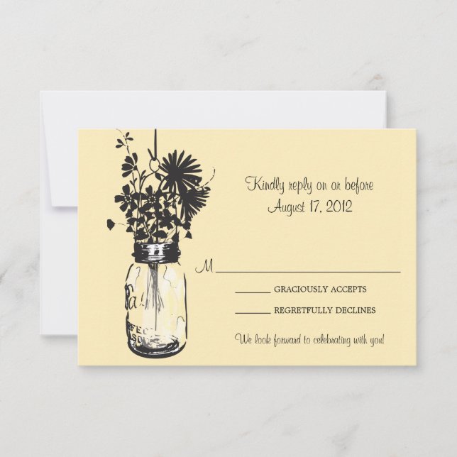 Masonburk & Vilda Blommor RSVP-kort OSA Kort (Framsida)