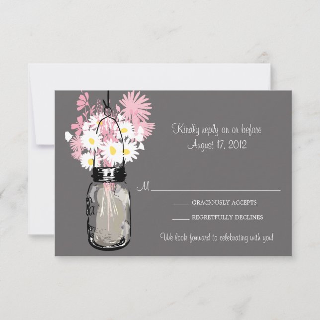 Masonburk & Vilda blommor RSVP-kort OSA Kort (Framsida)