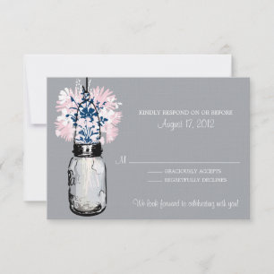 Masonburk & Vilda Blommor RSVP-kort OSA Kort