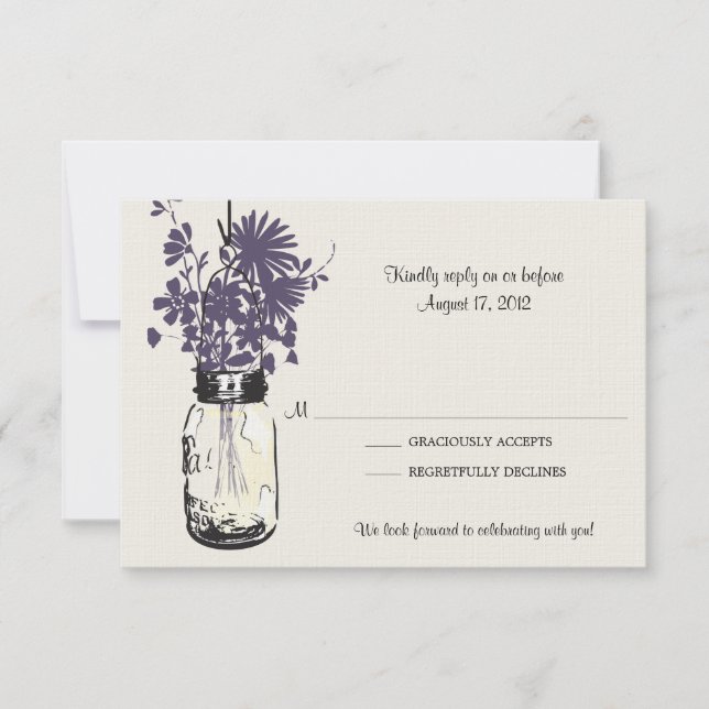 Masonburk & Vilda Blommor RSVP-kort OSA Kort (Framsida)